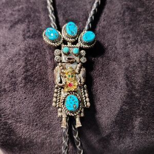 VTG Kachina Dancer Sterling Silver Handmade Native American Navajo Bolo Tie/J100